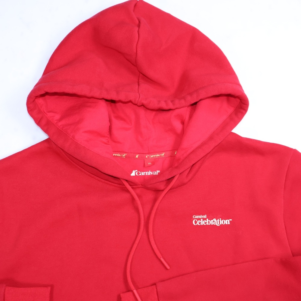 Carnival‎ Cruise Line Celebration Hoodie XL Red Gold Souvenir Sweatshirt